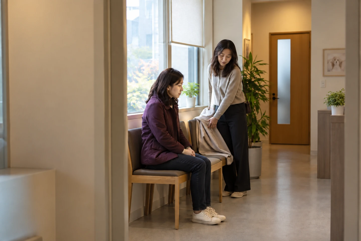 설명을 들을 시간을 요청해요 — 병원에서 잠시 머물 수 있는지, 가족이 도착할 때까지 가능한 범위는 무엇인지 먼저 물어봅니다.