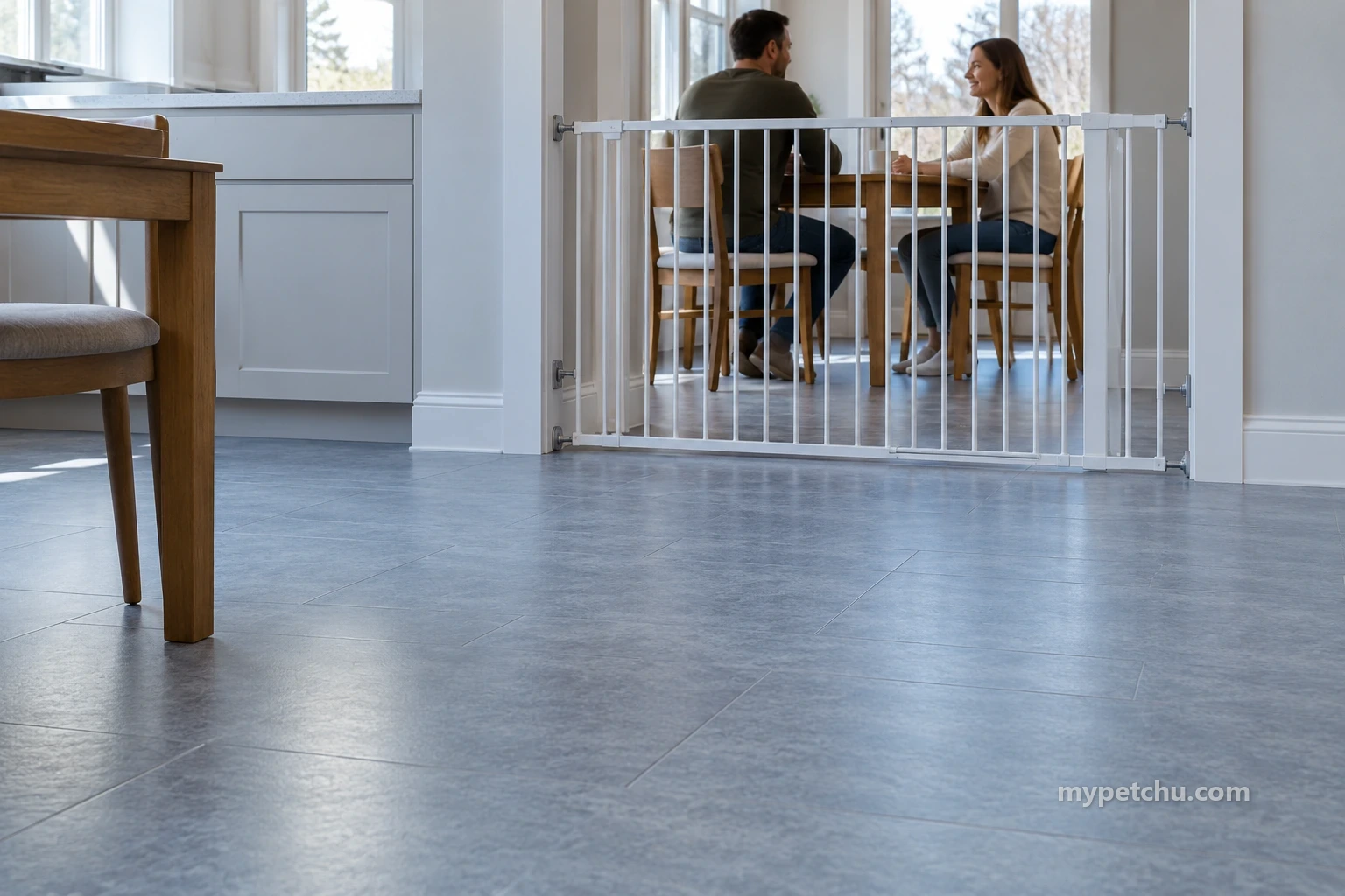 식사 공간 앞 안전문과 물건 없이 비어 있는 바닥