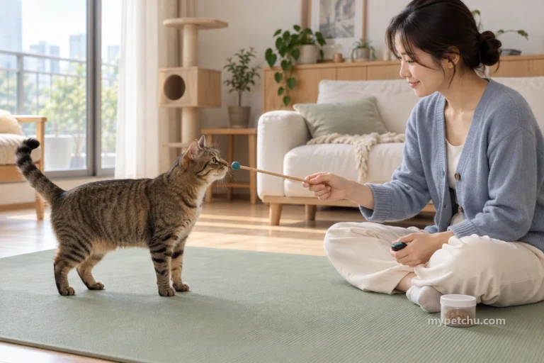고양이 타깃 놀이, 코를 댄 순간을 알려 주세요