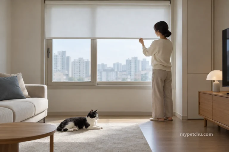 블라인드 줄을 잡는 고양이, 창가를 바꾸는 순서