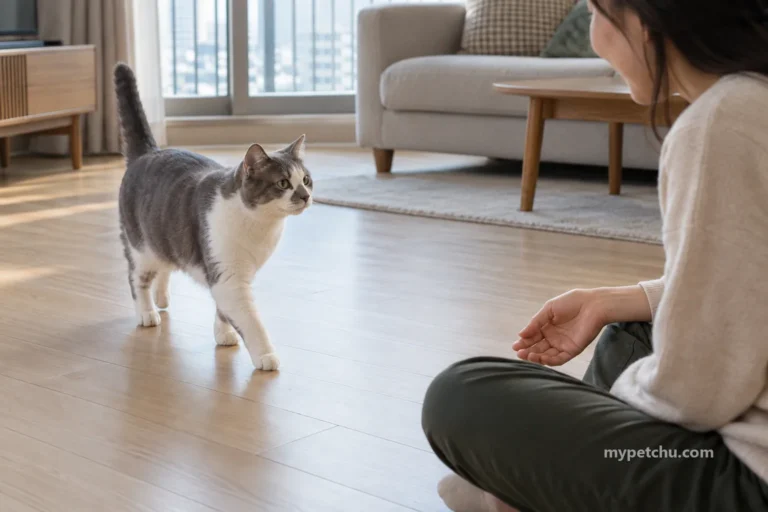 고양이 이름을 부르면 오는 놀이, 바라보기와 한 걸음 오기를 나눠요